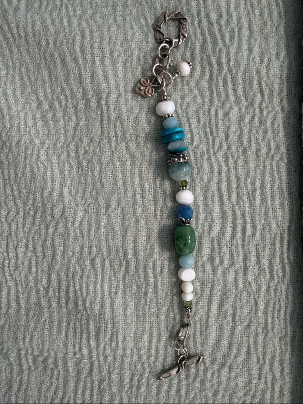 Handcrafted Multicolor Beaded Bracelet - Blue & Green